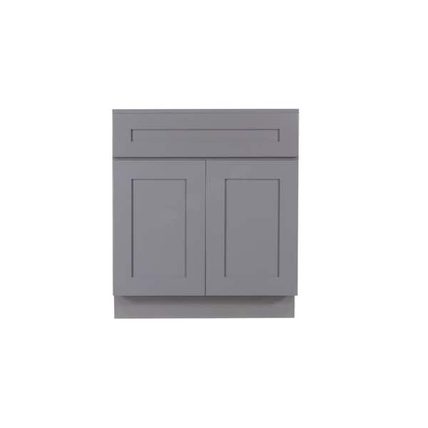 LIFEART CABINETRY Lancaster Gray Plywood Shaker Stock Assembled Base Kitchen Cabinet 30 in. in. W x 34.5 in. in. W x 24 in. D