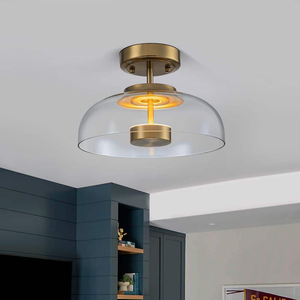 EDISLIVE Adam 11 in. 1-Light Modern Integrated LED Gold Semi Flush