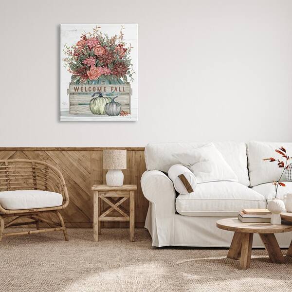Stupell Industries Welcome Fall Seasonal Blooms by Cindy Jacobs Black Framed Graphic Typography Art Print 11 in. x 14 in. at-150_fr_11x14