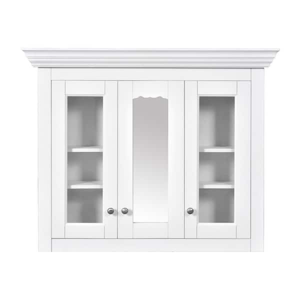 35 in. W x 28 in. H Rectangular Solid Wood+MDF Medicine Cabinet with Mirror