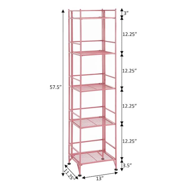 Convenience Concepts Xtra Storage 5-Tier Pink Metal Folding Convenience Concepts Xtra Storage 5-Tier Pink Metal Folding