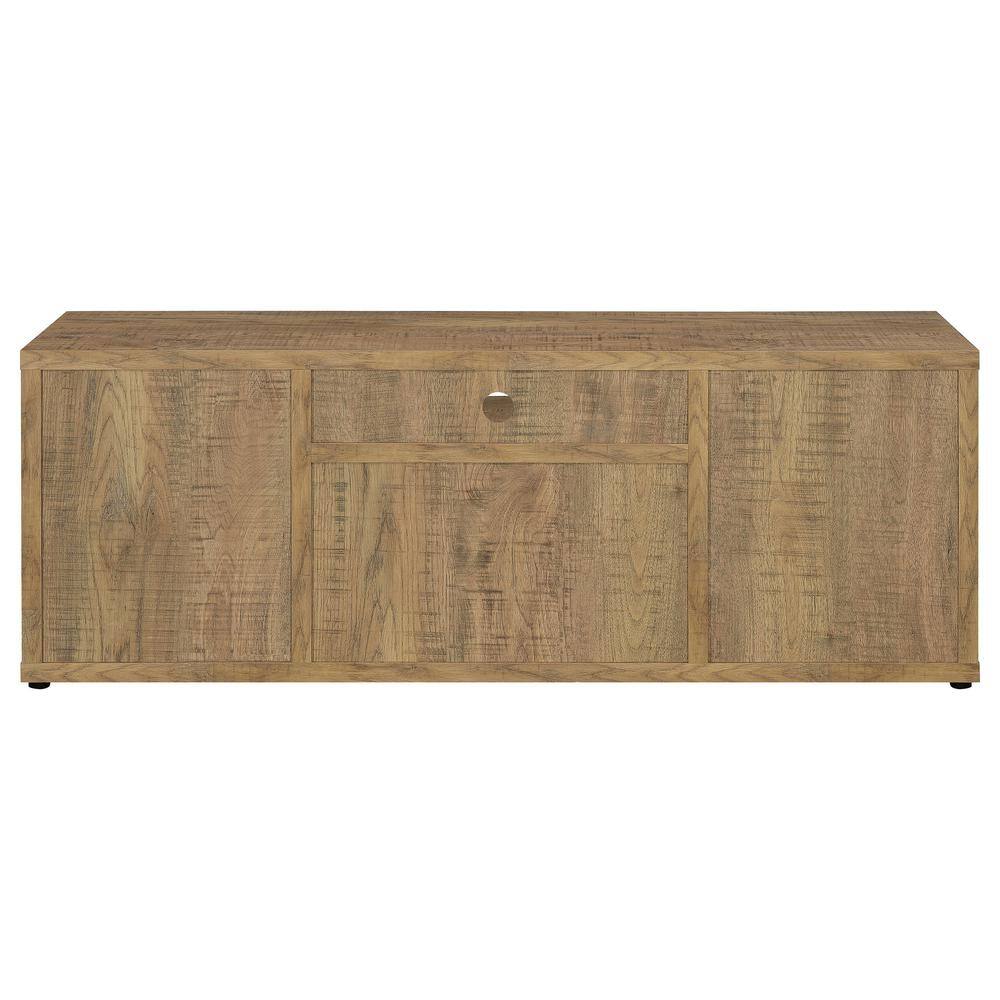 Rustic Brown Mango Wood 4-Door TV Stand with Cabinet