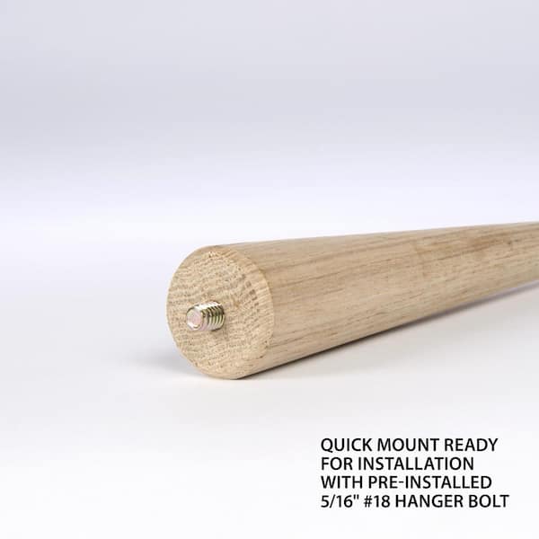 Waddell - 6 in. Round Taper Table Leg with Hanger Bolt - 1.5 in. Dia. Tapers to 0.875 in. - Unfinished Hardwood - Self Leveling