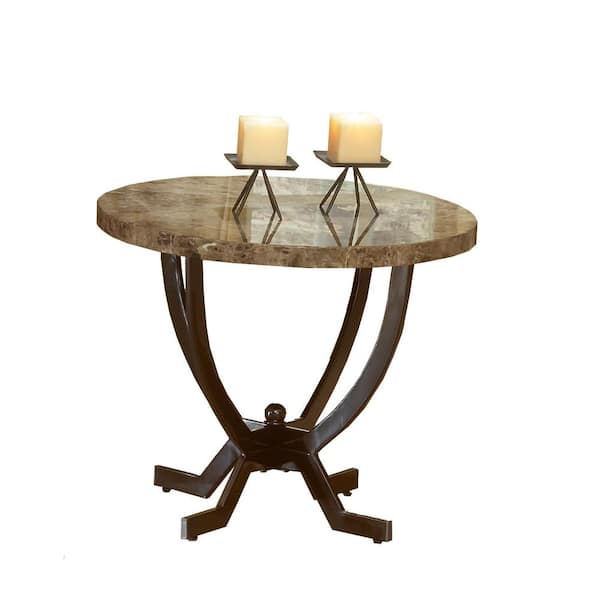 Hillsdale Furniture Monaco Matte Espresso Marble Top End Table