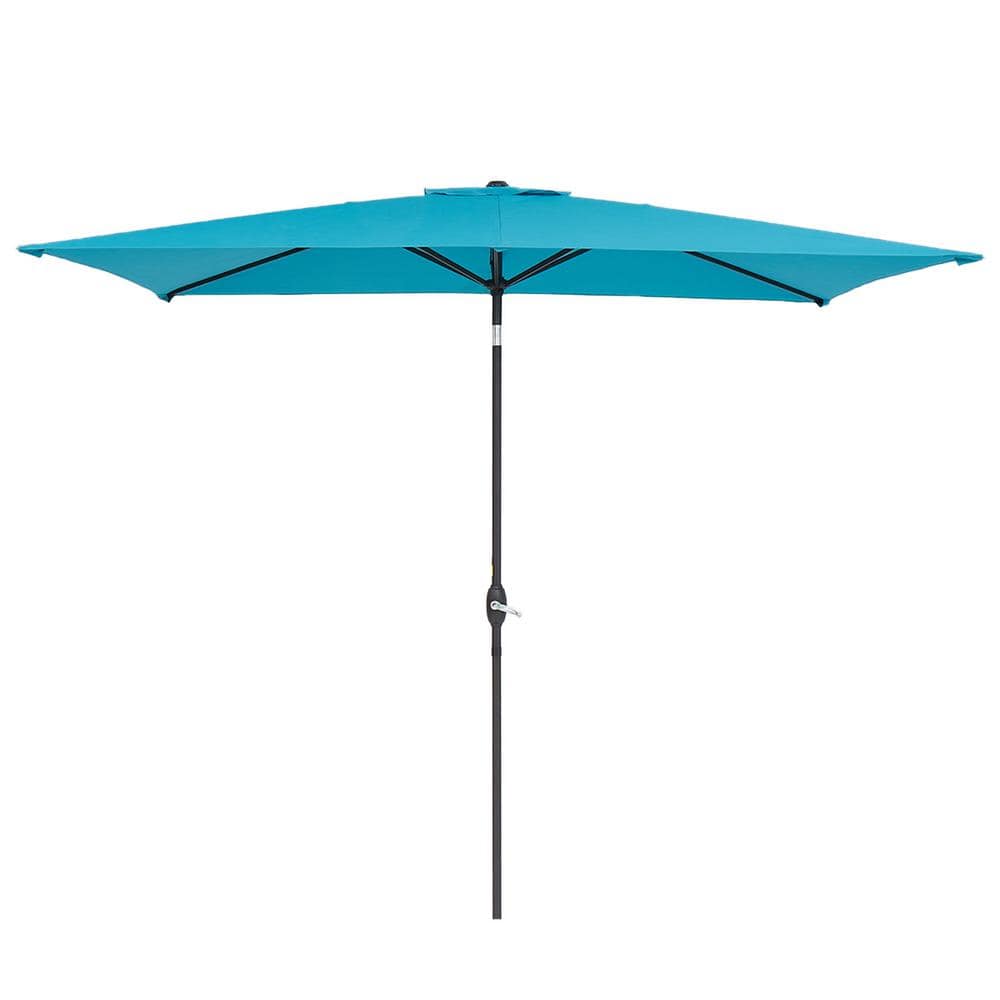 6.5 ft. x 10 ft. Steel Market Patio Umbrella Water-Resistant Push Button Ti