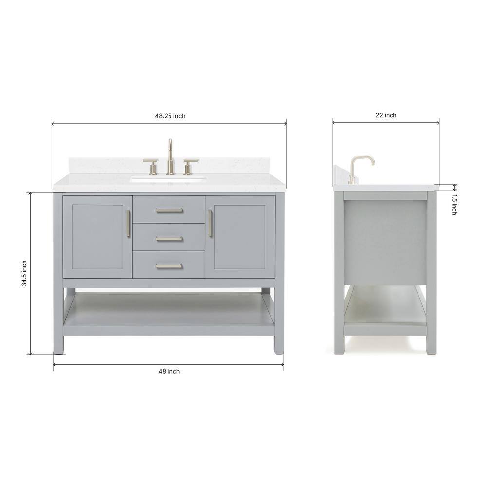 Bayhill 48" Gray Wood Single Vanity with Quartz Top