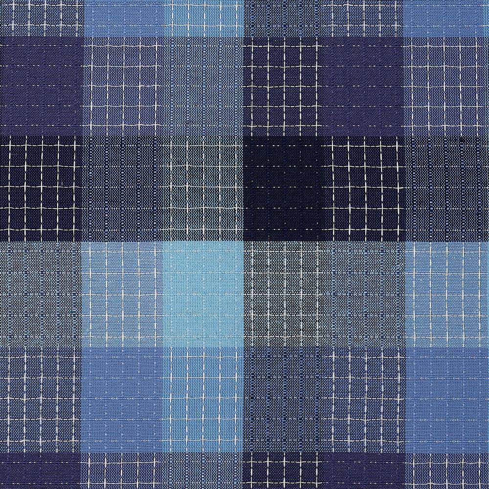 Blue Plaid Light-Filtering Cotton Polyester Window Curtain Tier Pair