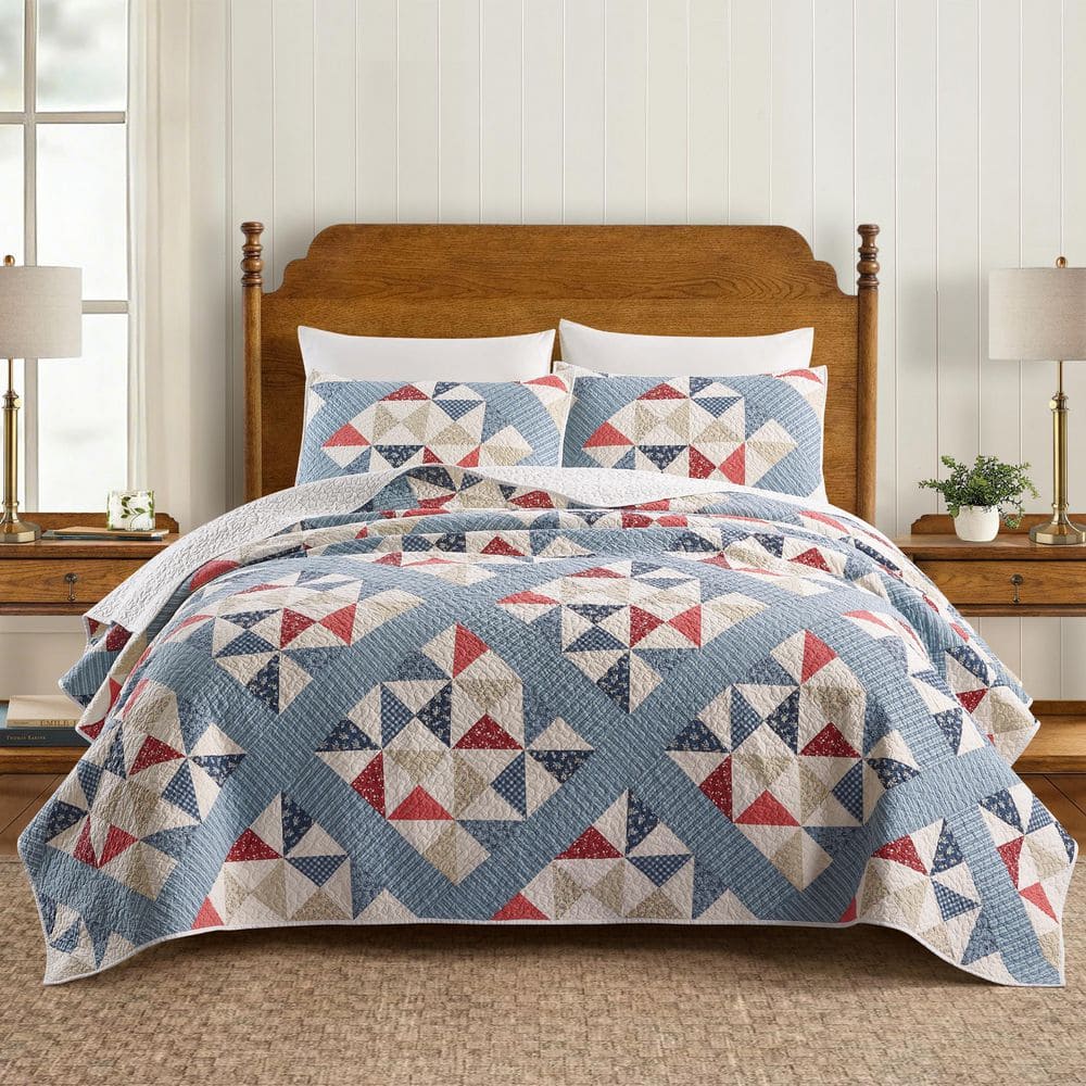 Americana Heartland 3-Piece Multi-Colored Pieced Geometric Cotton Full/Queen Quilt Set price history on PriceWatchPro