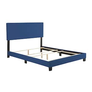 Florence Upholstered Faux Leather Platform Bed, Twin, Blue