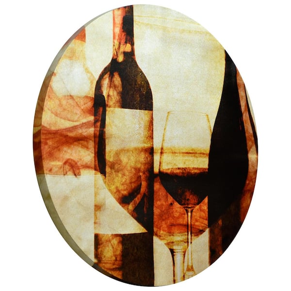 Unbranded "After the Wine" Circular silver canvas Giclee printed on 2 in. Wood Stretcher Wall Art