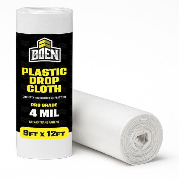 Painters Plastic Sheeting 9 ft. x 12 ft. 4 Mil Clear Plastic Drop Cloth