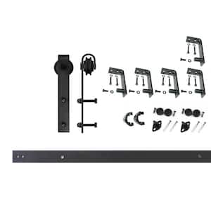 7 ft./84 in. Black Rustic Ceiling Mount Non-Bypass Sliding Barn Door Track and Hardware Kit for Single Door