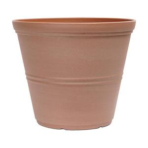 12 in. Hallie Medium Peach Terracotta Plastic Planter (12 in. D x 10 in. H) with Drainage Hole