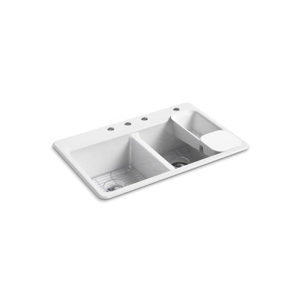 Riverby 33 in. Drop-in Double Bowl White Cast Iron Kitchen Sink price history on PriceWatchPro