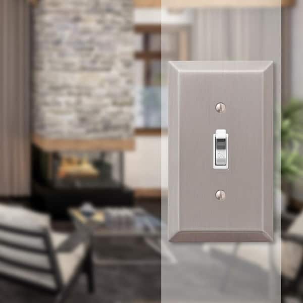 Metallic 1 Gang Toggle Steel Wall Plate - Brushed Nickel