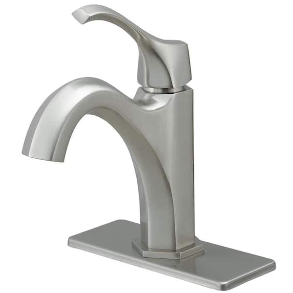 Unbranded Single Handle Single Hole Bathroom Faucet with Drain Assembly in Brushed Nickel