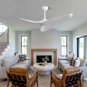 52 in. Modern Indoor White Ceiling Fan with 6- Speed Remote Control and DC Motor