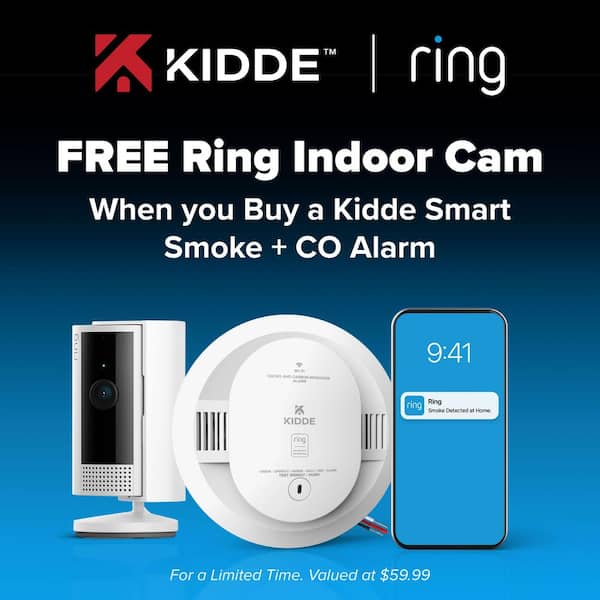 Hardwired Ring App Enabled Smart Smoke & Carbon Monoxide Detector, AA Battery Backup, Voice Alerts, Interconnected Alarm