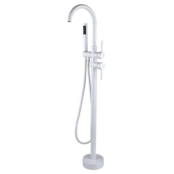Staykiwi 2-Handle Freestanding Tub Faucet with Hand Shower in White