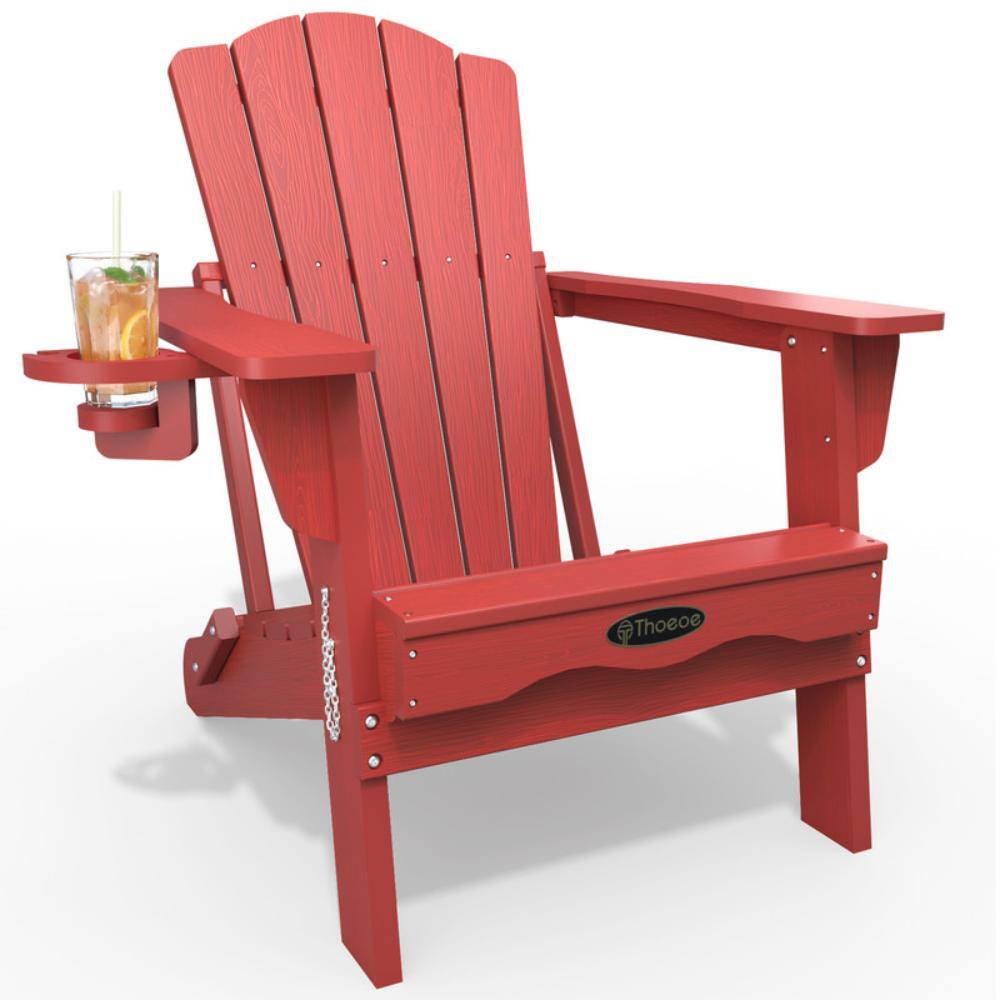 Red HDPE Outdoor Folding Adirondack Chair with Cup Holder price history on PriceWatchPro