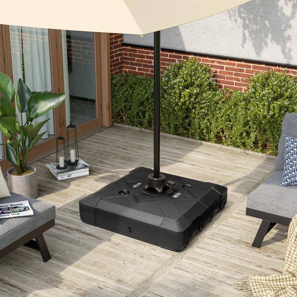 Black 220 lbs HDPE Patio Cantilever Umbrella Base with Wheels