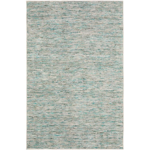 4 X 6 Green, Ivory Solid Color Runner Rug