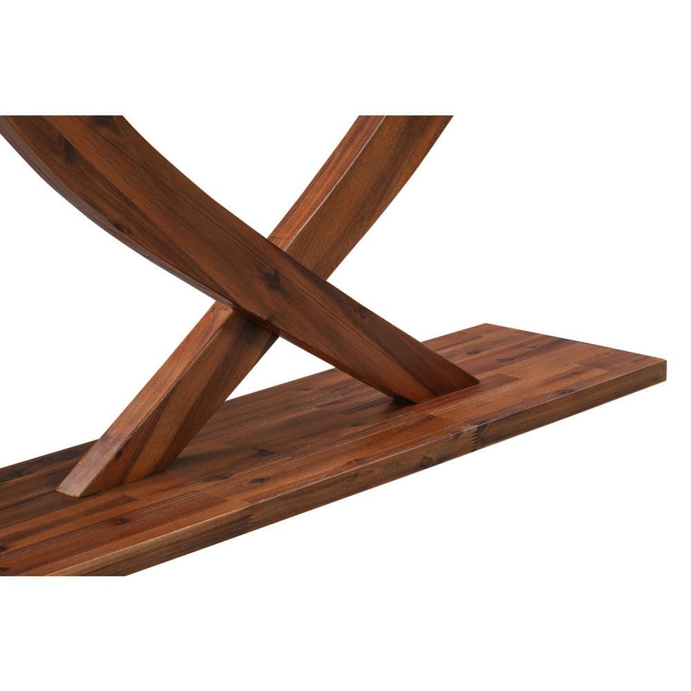Rasmus 57" Chestnut Acacia Wood Console Table with Wire Brush Finish