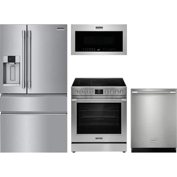 Frigidaire Professional 21 cu. ft. Counter Depth Refrigerator with 5 Burner Slide-In Electric Range and Dishwasher