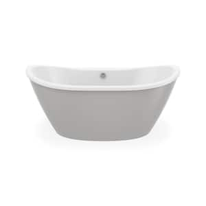 Delsia Acrylic 60 in. x 32 in. Freestanding Soaking Center Drain Bathtub in White with Sterling Silver Skirt