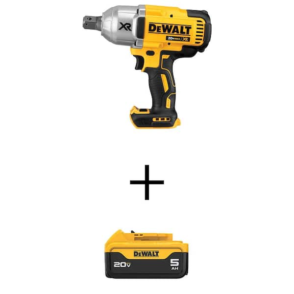 DEWALT 20V MAX Cordless Brushless 3/4 in. High Torque Impact Wrench with Hog Ring Anvil with 20V 5.0Ah Battery