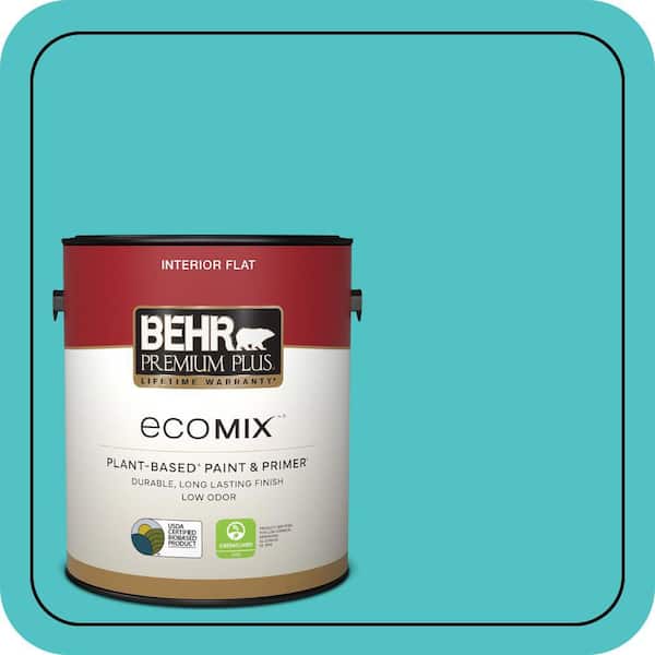 1 gal. #500B-4 Gem Turquoise Flat EcoMix Plant-Based Interior Paint & Primer