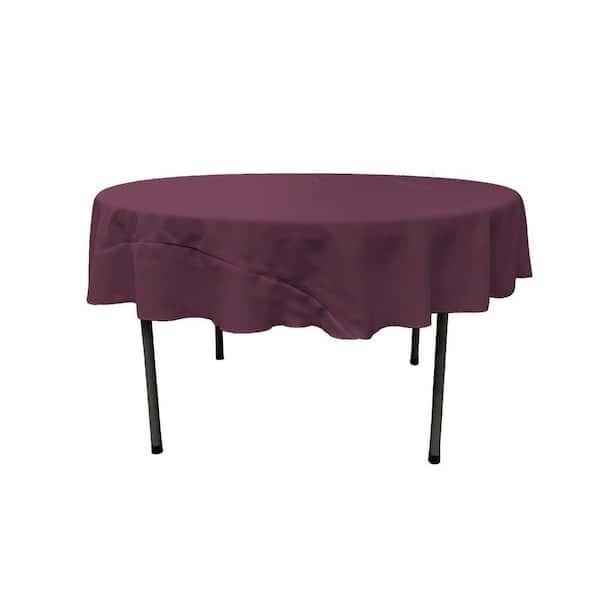 La Linen 72 In Eggplant Polyester, 5ft Round Table Cloth