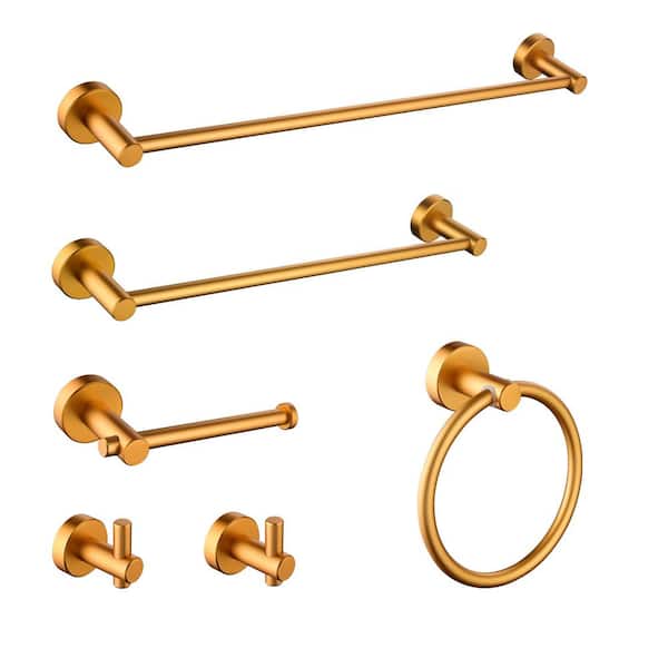 Adrinfly 6-Piece Bath Hardware Set with Mounting Hardware in Brushed Gold