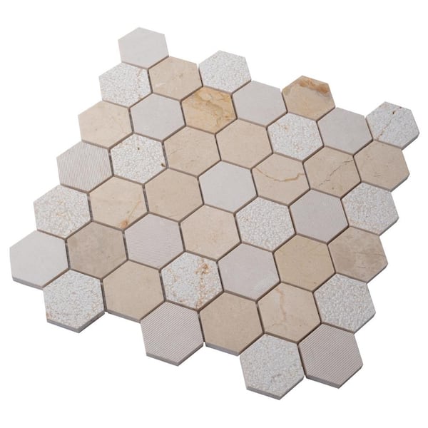 Apollo Tile (Sample) Floor and Wall Tile Beige 4-in x 4-in Polished Marble Honeycomb Patterned Floor and Wall Tile