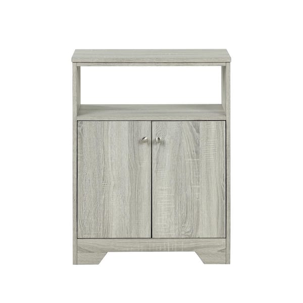 Unbranded 23.6 in. W x 11.8 in. D x 31.7 in. H Oak Gray MDF Board Linen Cabinet with Open Storage Space and Adjustable Shelves