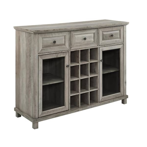 Home Source Industries Home Source Cabinet Server in Grey Wash Finish and Wine Rack