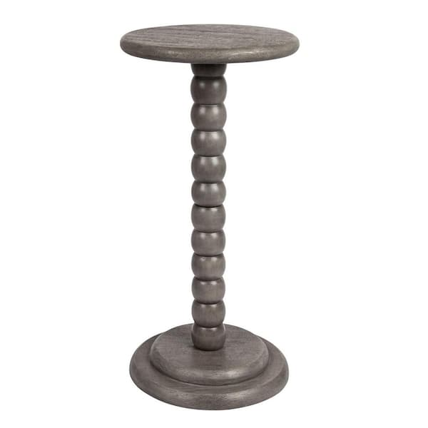 Storied Home Stacked 12 in. Dove Grey Ball Spindle Round Wood End Table