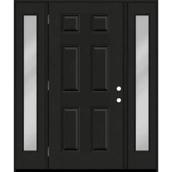 Regency 60 in. x 80 in. 6 Panel RHOS Onyx Stain Mahogany Fiberglass Prehung Front Door with Clear10 in. SLs 6-9/16