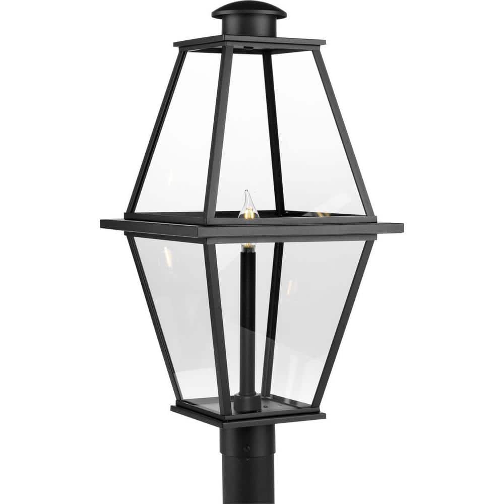 Bradshaw 1-Light Textured Black Steel Weather Resistant Clear Glass Transitional Outdoor Post Lantern price history on PriceWatchPro