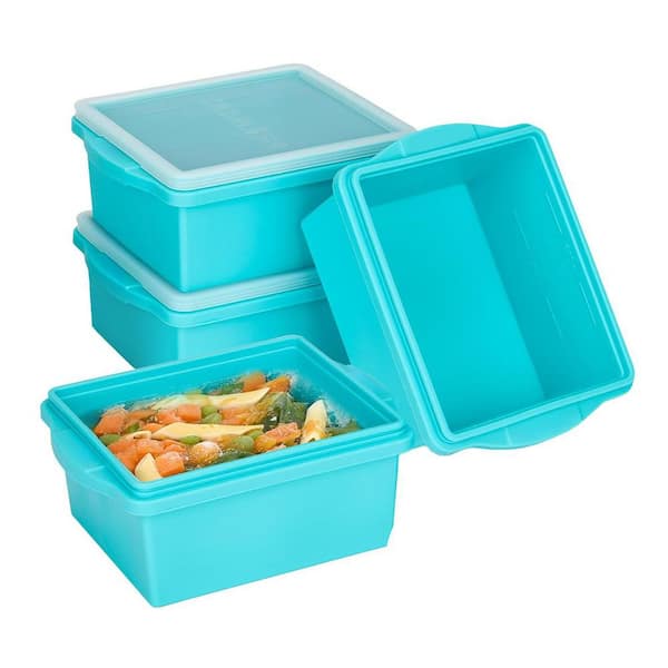 Silicone Platinum Gray Food Storage Portion Cup Lid Freezer Tray with Lid for 8-16 oz Cups Leakproof Stackable 4 Pack