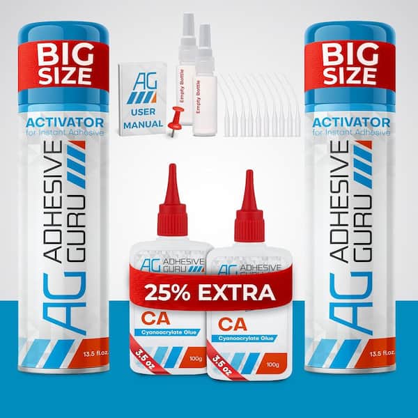 AG240 CA Glue (2 x 3. 5 oz. ) and Activator Spray Set (2x13. 5 fl oz. ), Clear Super Glue Accelerator Kit with Microtips