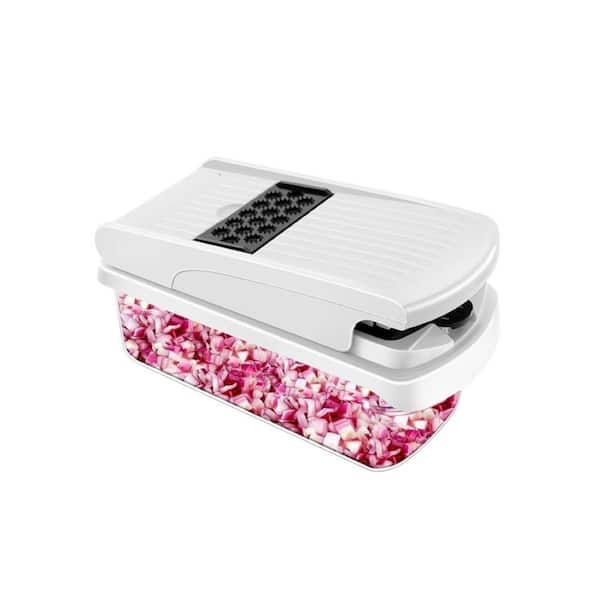 12-in-1 Multifunctional Vegetable Chopper with 7 Blades White Kitchen Essential with Container Stainless Steel Tool