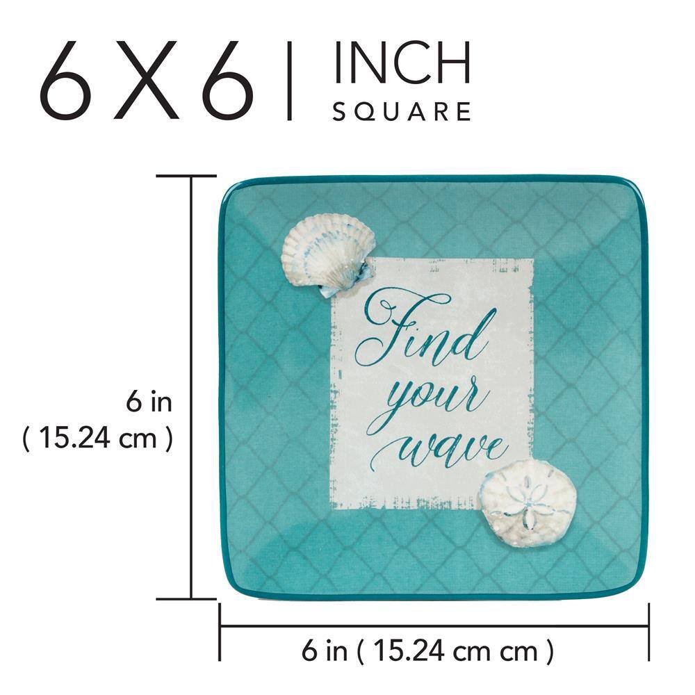 Ocean View Ceramic Coastal Canape Plates Set of 4