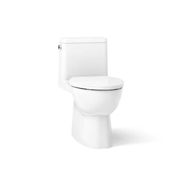 Reach 12 in. Rough In 1-Piece 1.28 GPF Single Flush Elongated Toilet in White Seat Included