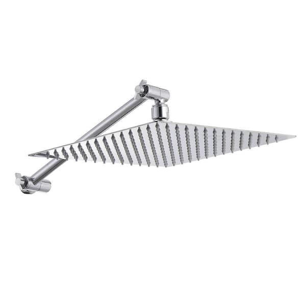 Unbranded 1-Spray Patterns with 2.5 GPM 12 in. Wall Mount Rain Fixed Shower Head with Shower Head Arm in Chrome