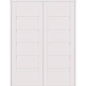 Louver 64 in. x 83.25 in. Both Active Snow White Wood Composite Double Prehung Interior Door