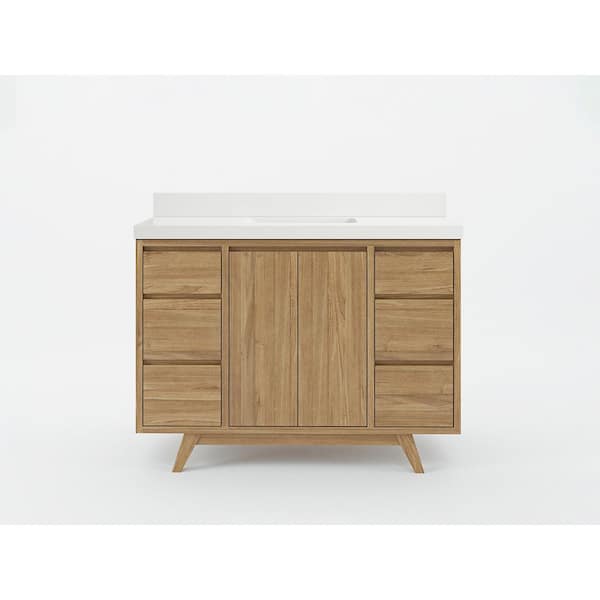 Willow Collections Madison Teak 48 in. W x 22 in. D x 36 in. H Bath Vanity in Golden Teak with 2 in White Quartz Top