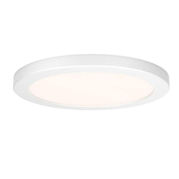 Europa Disk 9 in. 1-Light White Modern Integrated LED 3 CCT Flush Mount Ceiling Light Fixture for Kitchen or Bedroom