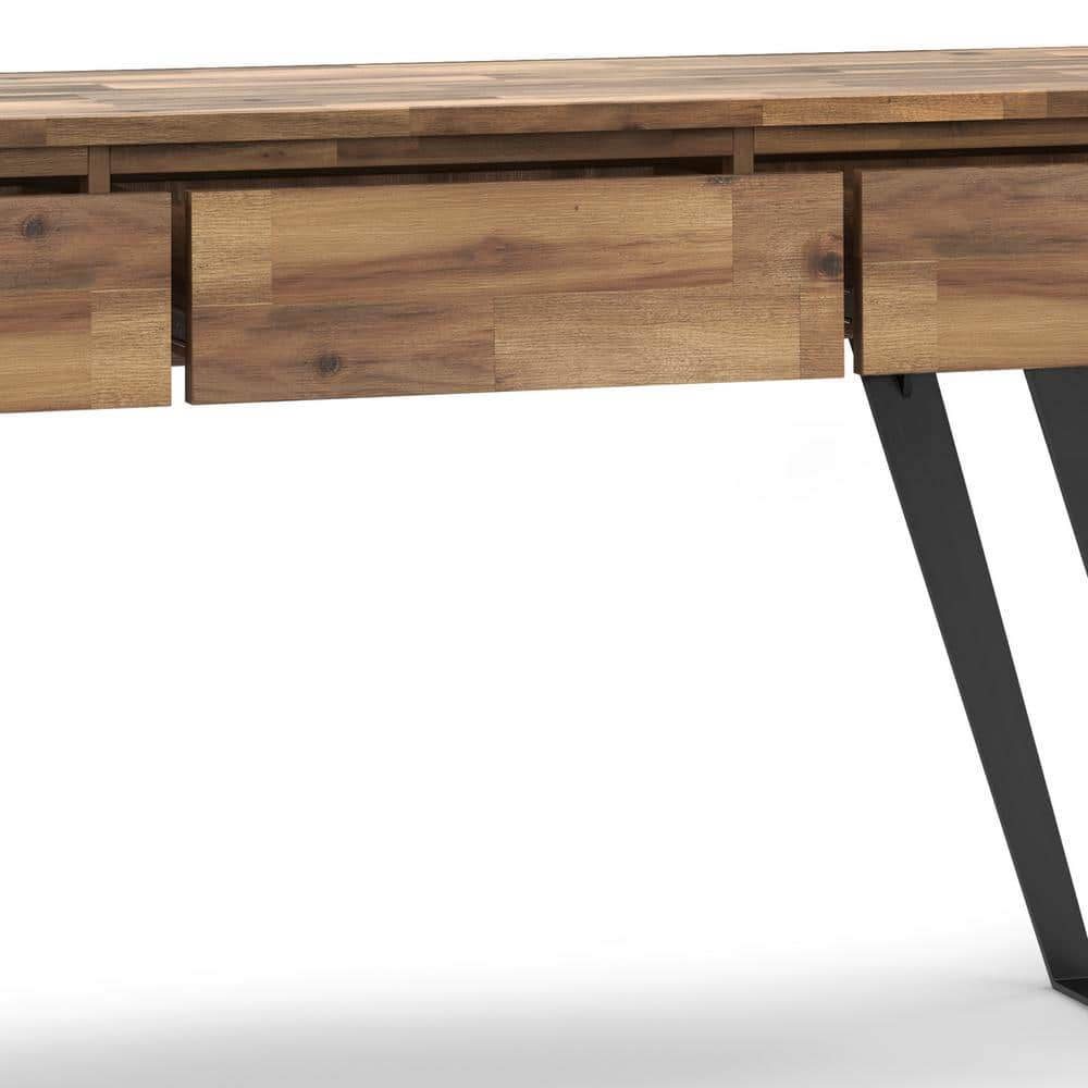 Golden Wheat Rustic Console Table with Metal Legs and Storage