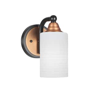 Madison 4 in. 1-Light Matte Black and Brass Wall Sconce with Standard Shade